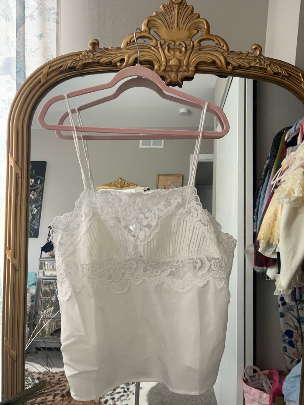 H&M White Lace Trim Cami Top
